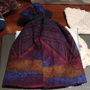 Elegant Purple and Brown Wool Hat